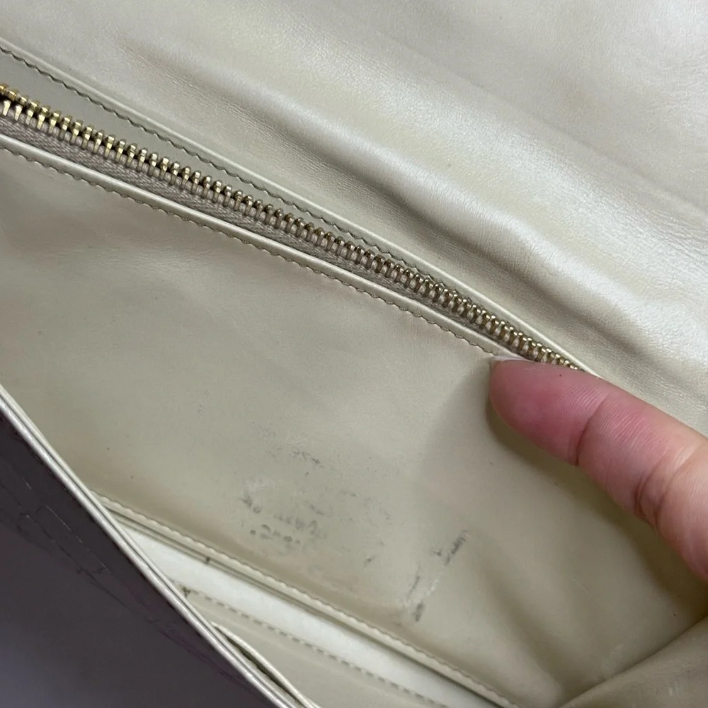 MIU MIU Croc Embossed Cream Leather Long Wallet
